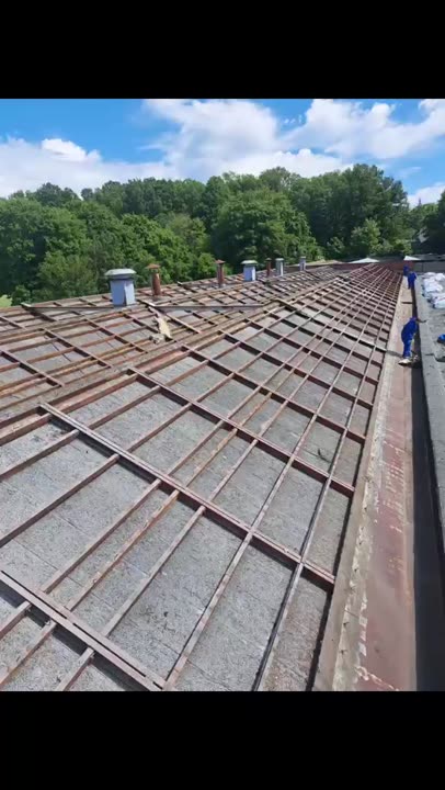 Rückbau eines Wellplattendachs mit Faserzementplatten