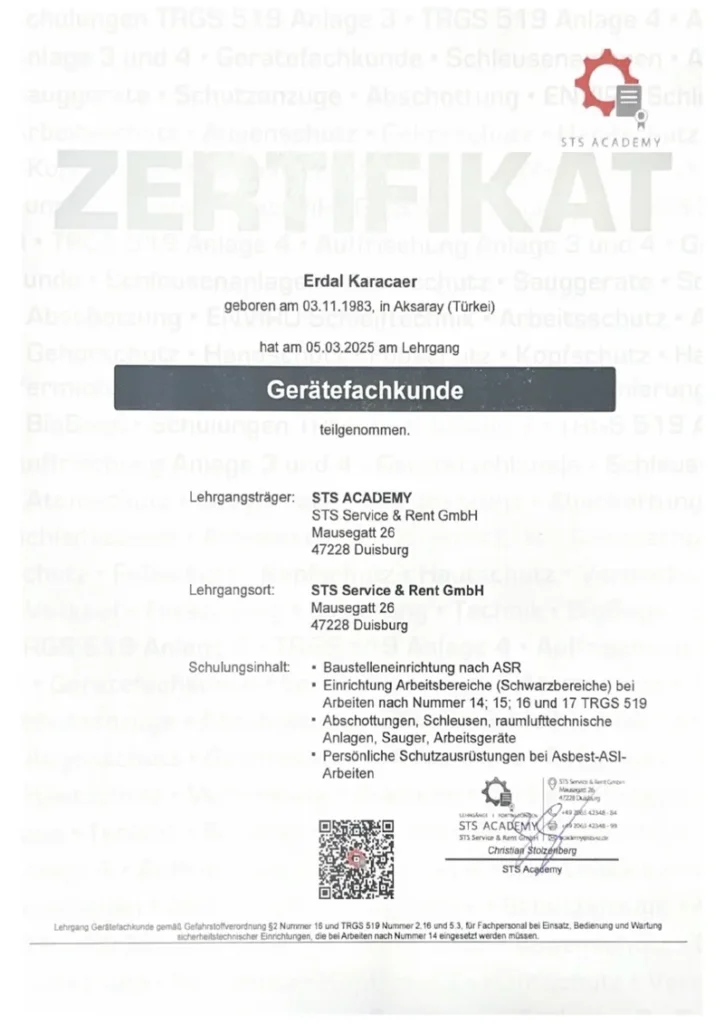 Gerätefachkunde – Erdal Karacaer
