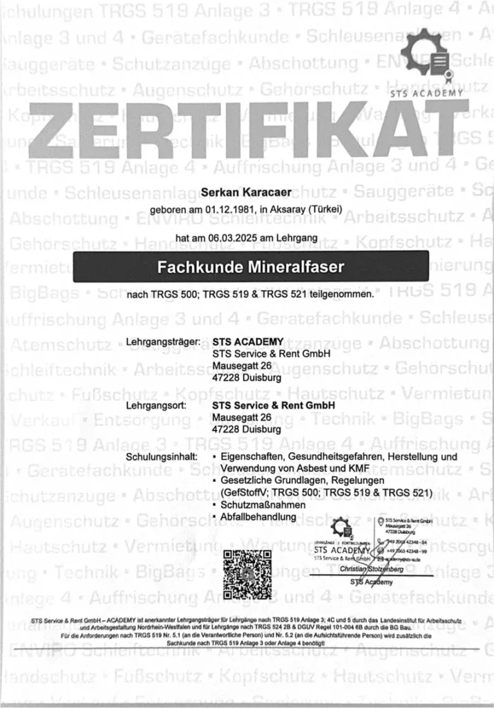 Fachkunde Mineralfaser – Serkan Karacaer